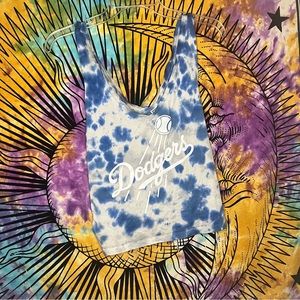 size M | PINK Dodgers tie dye v-neck tank